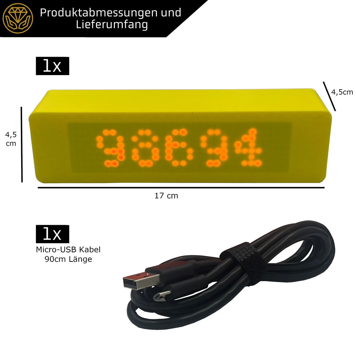 Bitcoin Ticker Uhr (gelb)