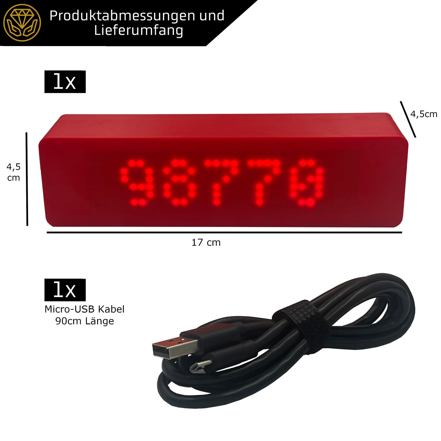 Bitcoin Ticker Uhr (rot)