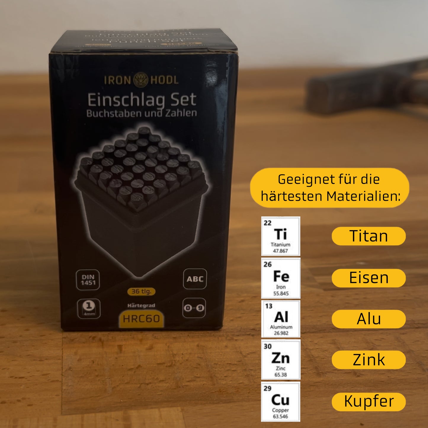 IRON HODL Stanzwerkzeug HRC 60, 36 Teile, 4 mm