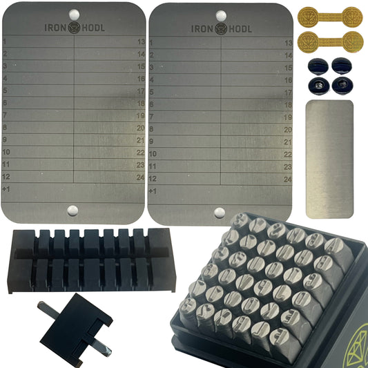 IRON HODL Steel Wallet XL (Double) mit Stanzbuchstaben inkl. Schablone