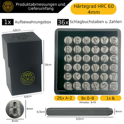 IRON HODL Stanzwerkzeug HRC 60, 36 Teile, 4 mm