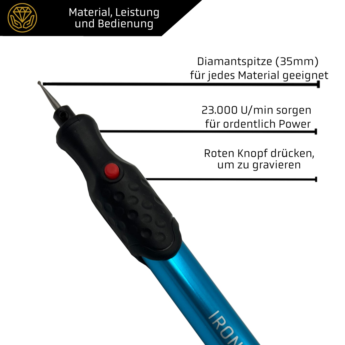 IRON HODL Gravierstift (blue)